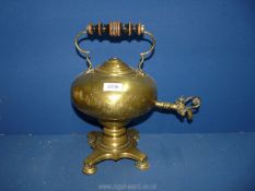 A brass Samovar, finial missing and small dents, 14'' tall x 13'' at widest.
