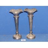 A pair of plated Walker & Hall vases, 10'' tall.