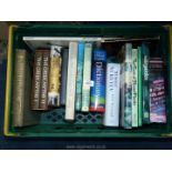 A crate of books to include; 'Myths & Legends', gardening, Rudolf Nureyev, etc.