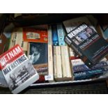 A box of novels to include; John LeCarre, 'Europe at War' by Low, 'Vietnam' by Max Hastings, etc.