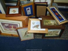 A quantity of Prints to include 'Summer fruits' by Sheila Fairman and The Red Kites, photo frames,