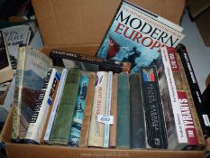 A box of books to include; 'The Tyrants' by Clive Foss, 'Life on Earth', 'Electricity in Transport',