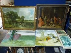 A quantity of pictures to include 'The Hay Wain' framed and glazed print,