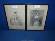 Two black and white Prints 'Cerito Ondine' and 'Taglioni La Sylphide'.