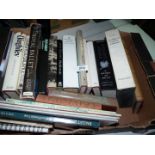 A box of books on Ballet including; 'Apollo's Angels', 'Diaghilev', 'Striking Balance',
