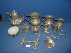 A quantity of Pewter including tankards, teapot etc.