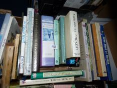 A box of books to include; cooking, gardening, Charles Rennie Mackintosh, etc.