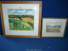 A framed and mounted Watercolour depicting Provence indistinctly signed along with a Watercolour