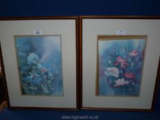 A pair of Trudi Finch Prints depicting flowers, 16 3/4" x 21".