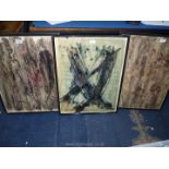 Three framed abstract watercolours, one singed M. Sandri? 1962.