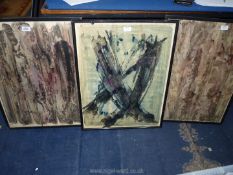 Three framed abstract watercolours, one singed M. Sandri? 1962.