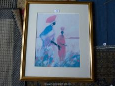 A framed and mounted Print depicting two African ladies.