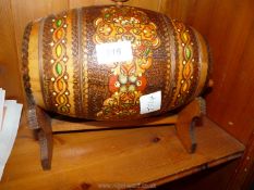 A decorative spirit barrel on stand