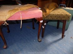 Two wooden framed dressing stools