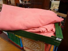 Two pink pure merino wool blankets, one a/f.