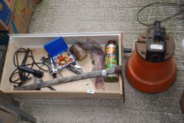 A cable drum, stocker, slug killer, fishing flies, etc.