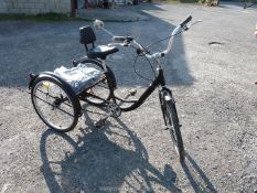 An Adult's Tricycle with back basket tray and quantity of spares, manual, etc.