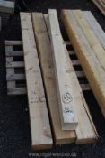 Four lengths of mixed softwood 3@ 6'' x 3'' x 72'' and 1@ 4'' square x 66''.