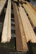 Ten lengths of rough cut boarding 5'' and 6'' thick x 1'' x 142'' long