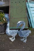 A pair of metal Chinese geese ornaments, 14" x 20" tall.