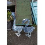 A pair of metal Chinese geese ornaments, 14" x 20" tall.