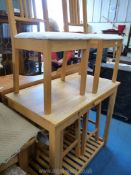 A kitchen island 39 1/2" L, with a pair of stools and pair if similar chairs.
