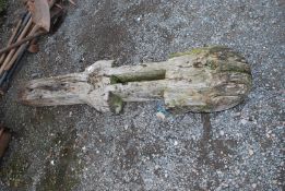 A large piece of shaped old oak timber, 67'' long. (part of a cider press).
