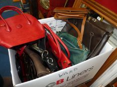 A box of ladies handbags including Butterfly, Laura Ashley,