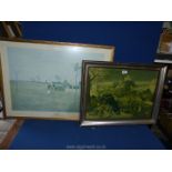Two large framed Prints to include Ray Crooke titled 'Gulf Country Settlement 1967' and a Flemish
