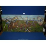 An Oil on canvas of a Cavalry scene signed lower right R. Moore, '92.