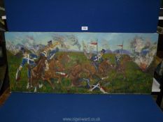 An Oil on canvas of a Cavalry scene signed lower right R. Moore, '92.