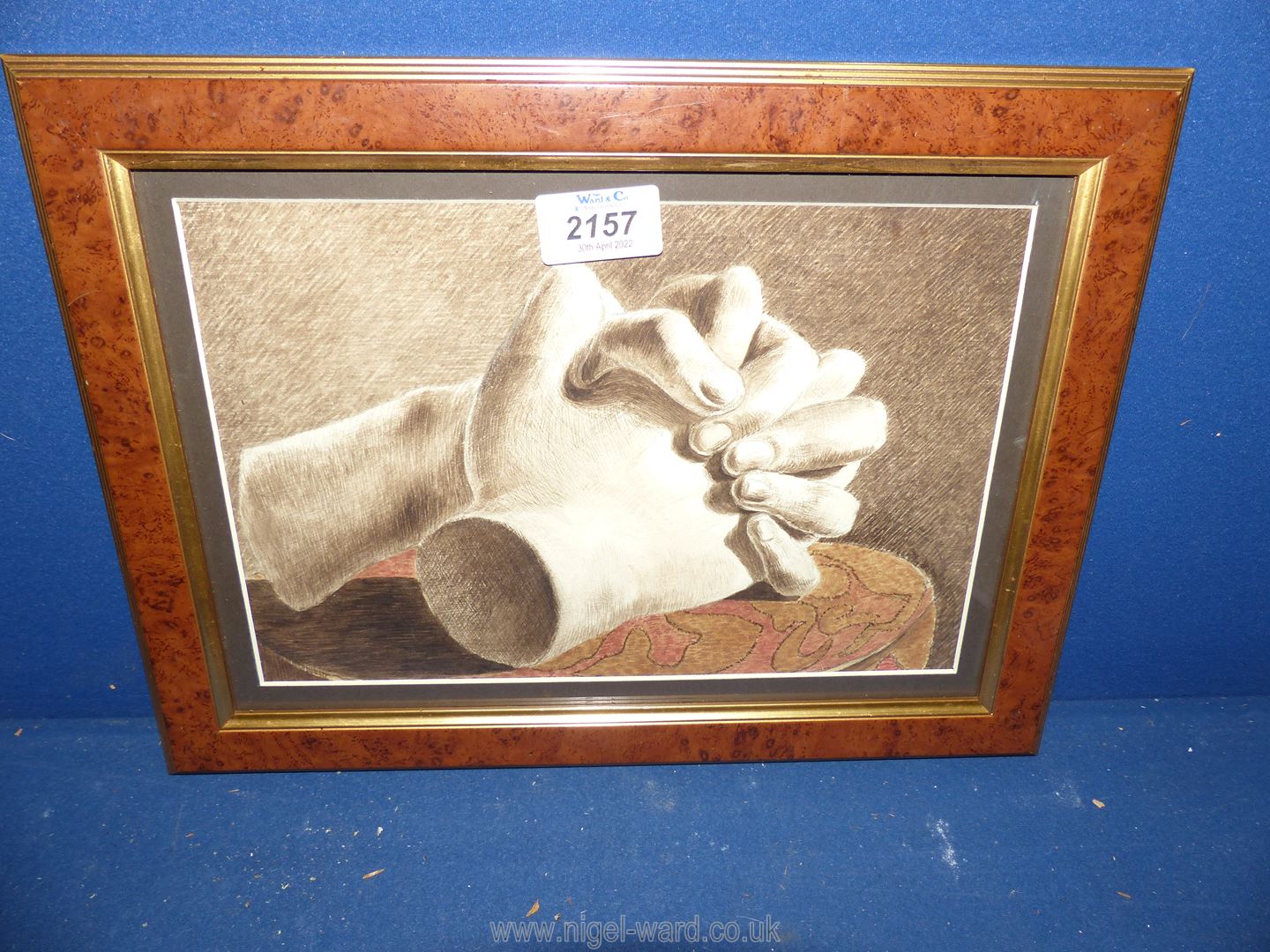 A framed Watercolour of clasping hands. - Image 2 of 2