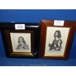 Two framed engravings, Portraits of leading figures in the English civil War,