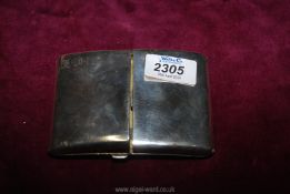 A Silver cigarette Case, having two opening door lid, the lid engraved E.D.M.