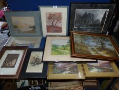 A quantity of prints including 'Unloading Fish' by F. Robson, 'Venez a Moi', Lake Windermere, etc.