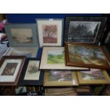 A quantity of prints including 'Unloading Fish' by F. Robson, 'Venez a Moi', Lake Windermere, etc.