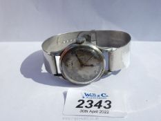 A 1940's Longines gents wristwatch with steel wrist band,