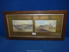 A pair of Watercolours in a single frame 'Picket Post' and 'Christchurch'.