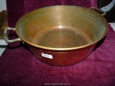 A large copper Jam Pan, 15'' diameter x 5 1/2'' tall.