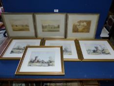 Seven prints including Holme Lacey House, Garnstone, Hampton Court and four Brian Short landscapes.