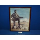 A framed Print of Talaiasi Labalaba, by the artist John Tidewell, 8 1/4'' x 10 1/4''.