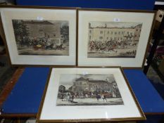 A pair of framed Coaching Prints entitled 'The Birmingham Tally-Ho Coaches passing The Crown at