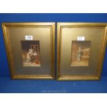 A pair of small gilt framed and mounted George Baxter Prints 'So Nice', and 'I Don't like it',