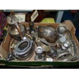 A large quantity of silver plated items including Walker & Hall 'Green Dragon Hotel' dish,