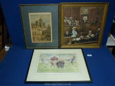 Three Prints to include Dogs in a Courtroom, a Wildy and Sons cartoon 'Litigation',