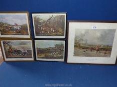 Four Shayer's English Fox hunting Prints 'Fairly Run Down', 'Drawing Cover', 'Unkennelling',