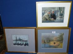 A framed and mounted Charcoal drawing of Venice initialled lower right R.E.