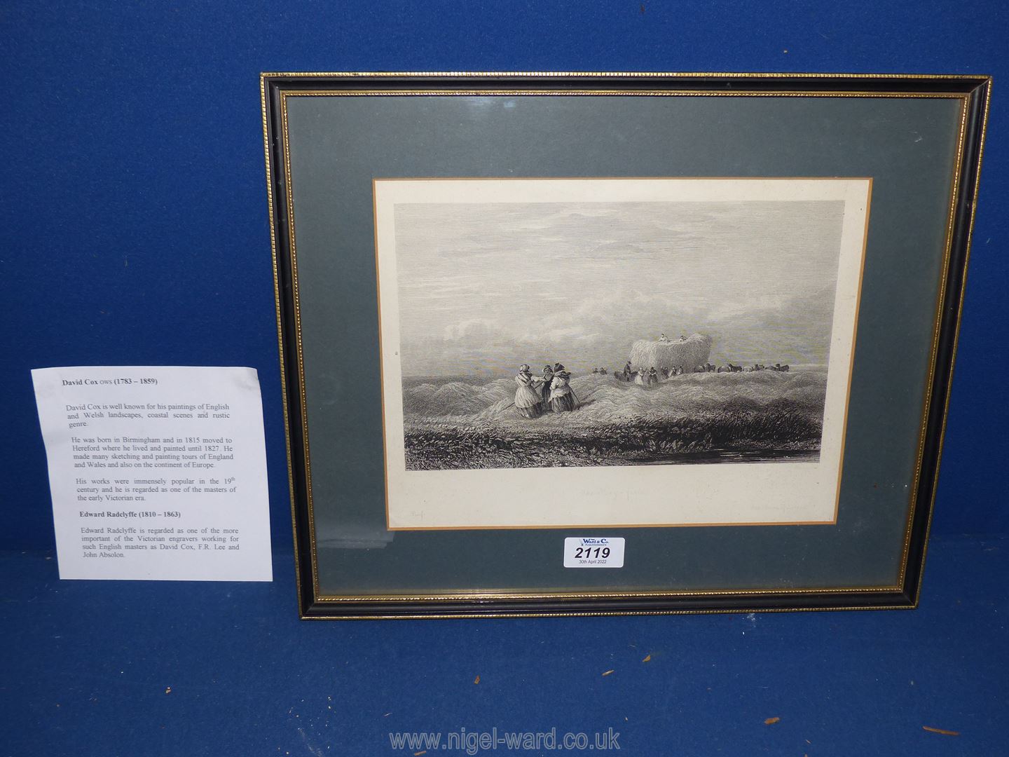 A Proof Etching, after David Cox (1783-1859) 'The Hayfields',