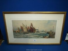 A Watercolour of a harbour scene signed B. Hardy '91.