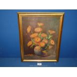 A framed Oil on canvas 'Marigolds'.